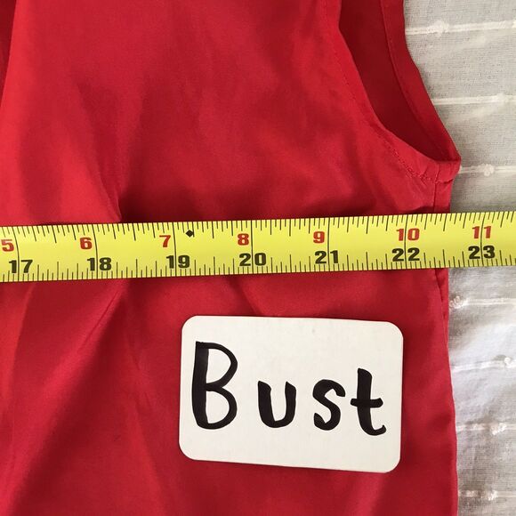 Banana Republic Red Silk Classic Oversized Sleeveless High Neck Blouse Top - XS - Picture 4 of 6